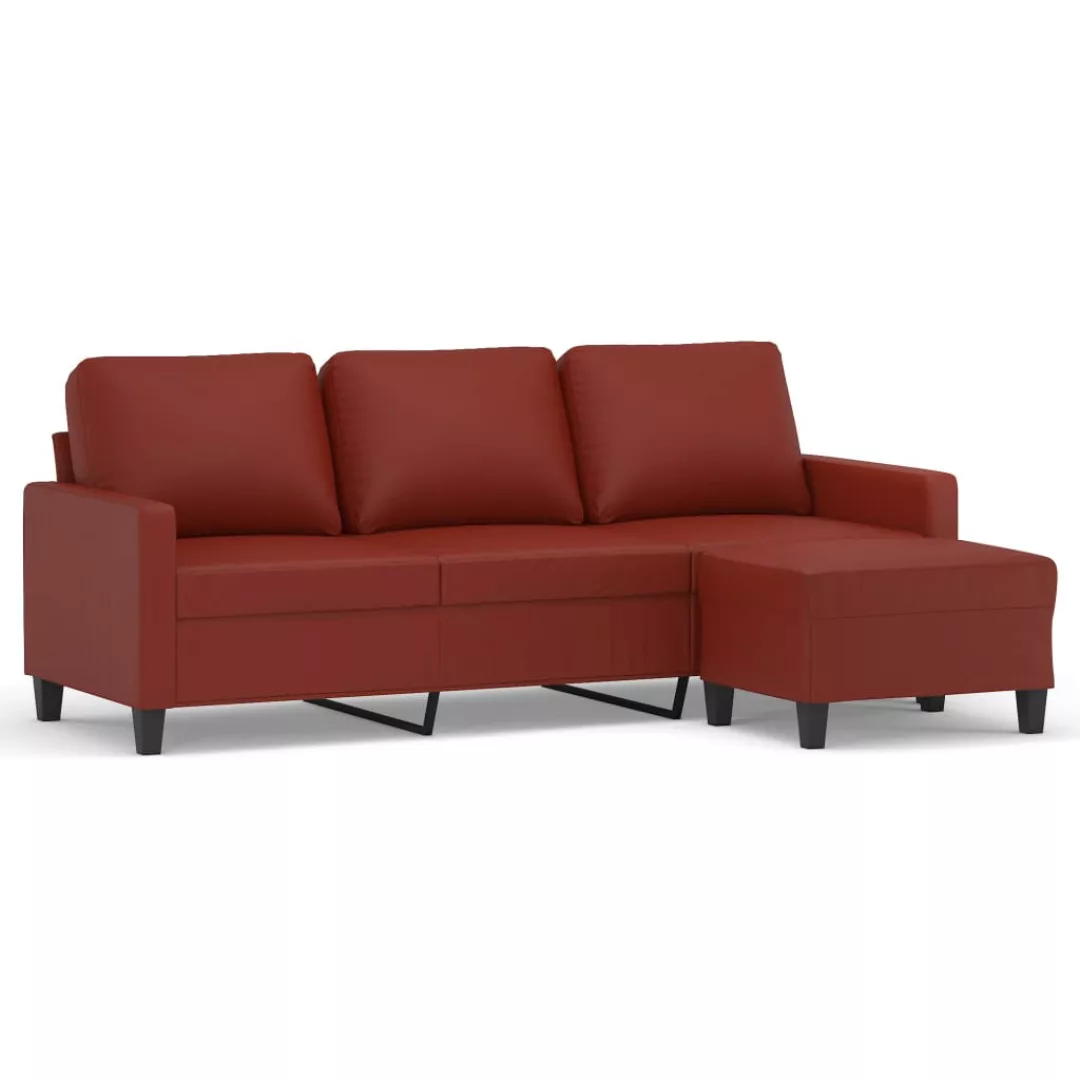 Vidaxl 3-sitzer-sofa Mit Hocker Weinrot 180 Cm Kunstleder günstig online kaufen