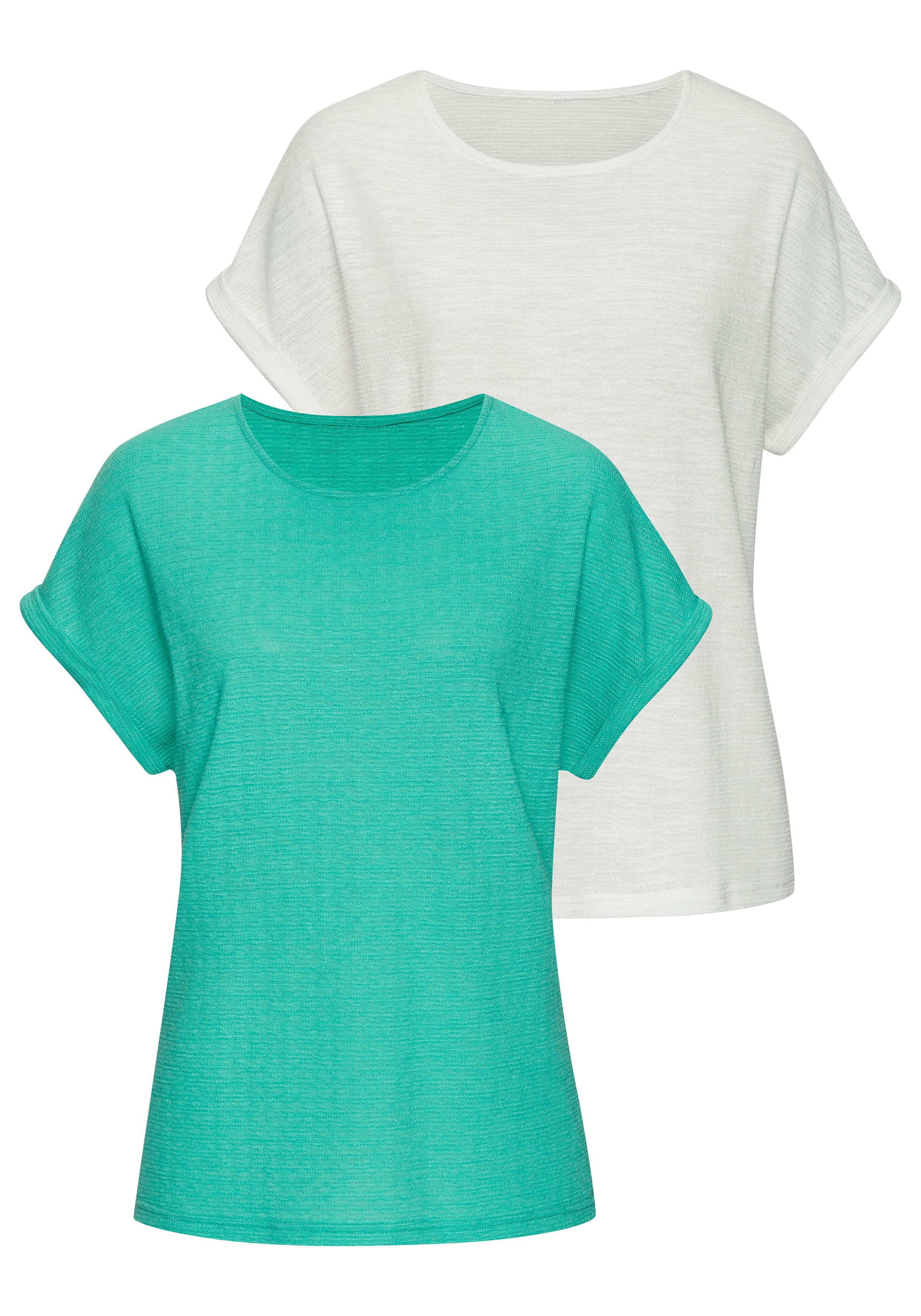Vivance T-Shirt "mit modischer Struktur", (2er-Pack), aus bügelfreier Quali günstig online kaufen