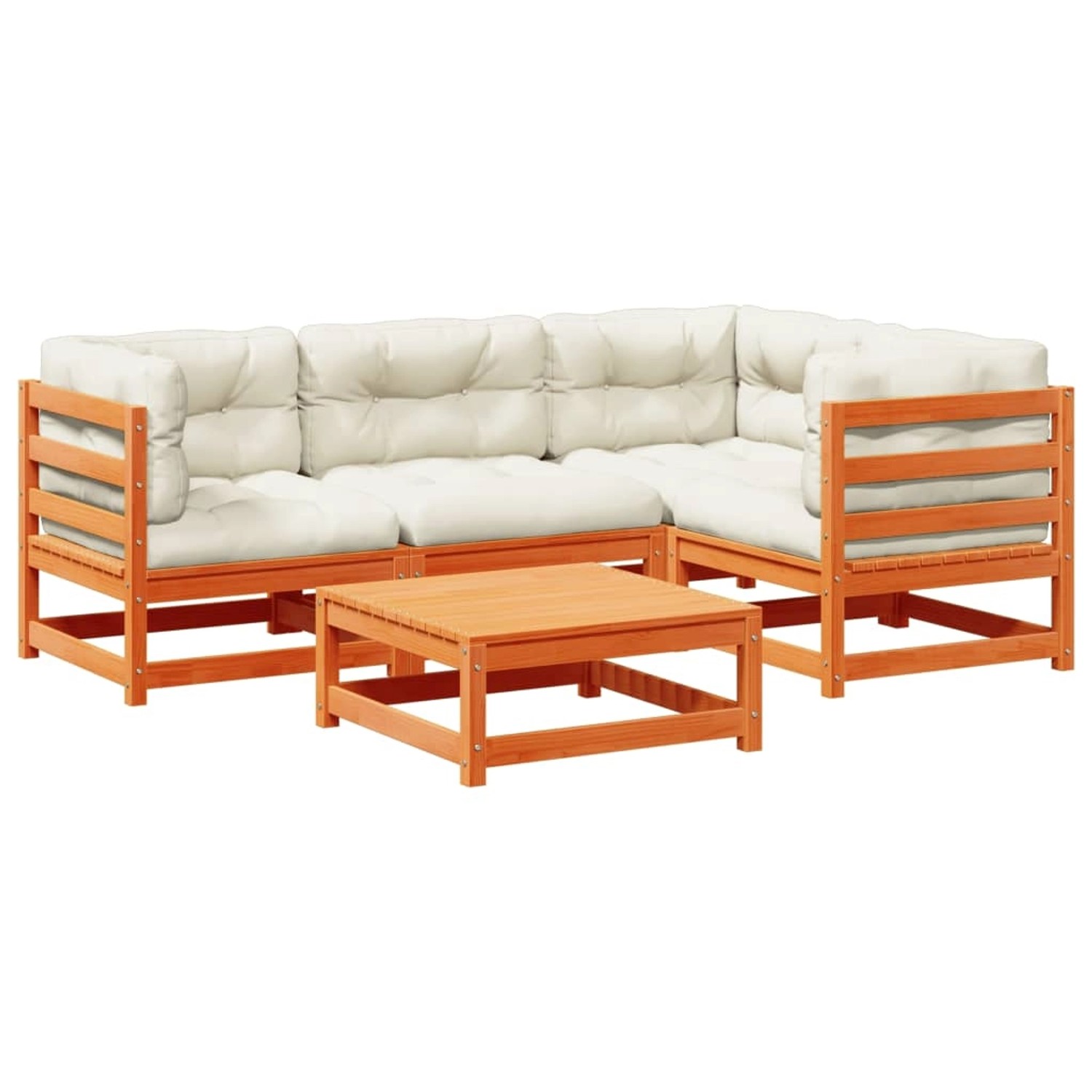 vidaXL 5-Tlg Garten-Sofagarnitur mit Kissen Wachsbraun Kiefernholz 3299424 günstig online kaufen