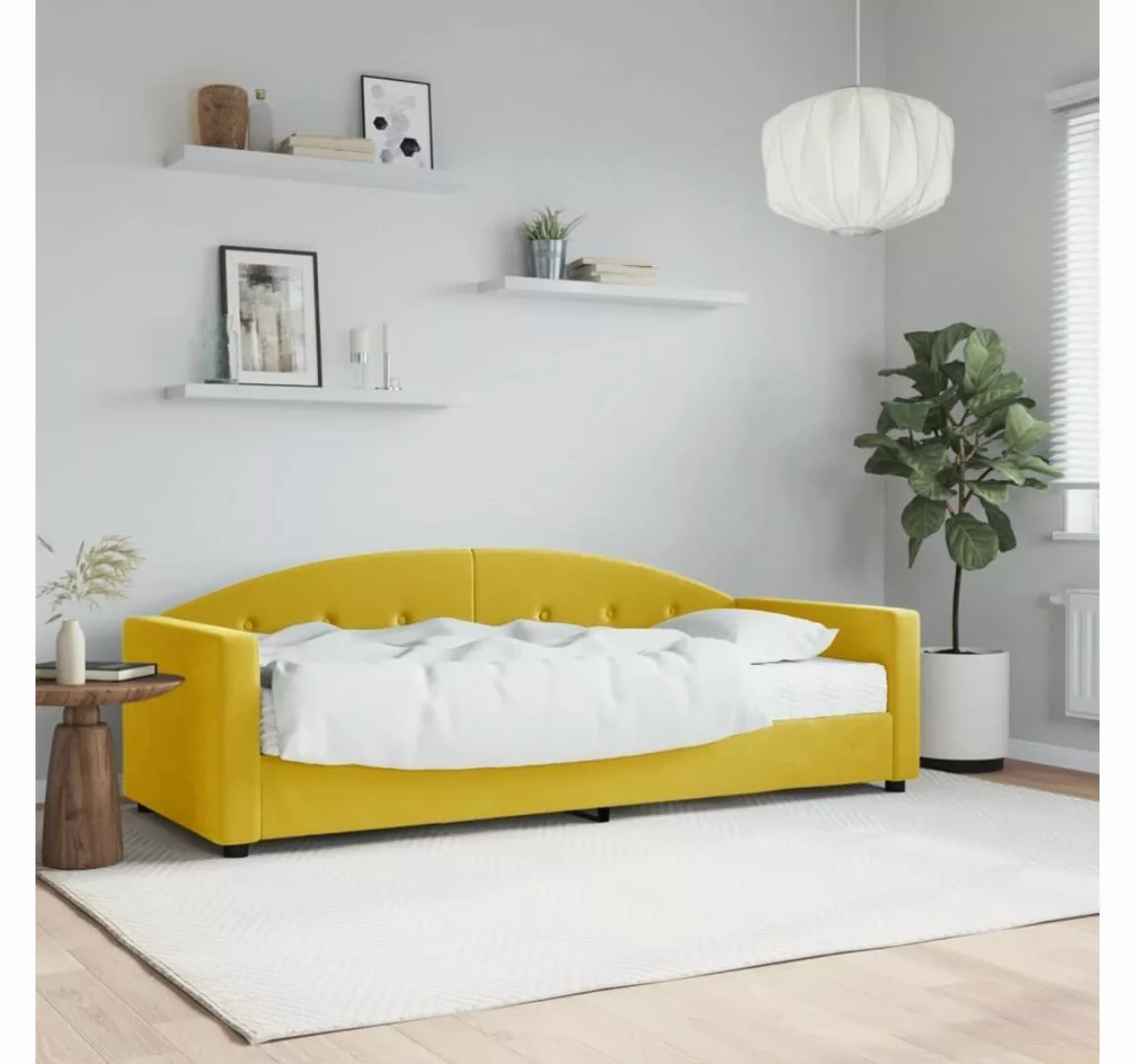 vidaXL Bett Tagesbett mit Matratze Gelb 80x200 cm Samt günstig online kaufen