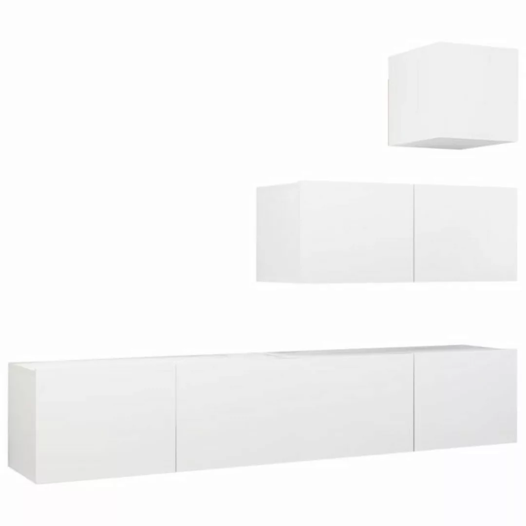 furnicato TV-Schrank 4-tlg. TV-Schrank-Set Weiß Holzwerkstoff (1-St) günstig online kaufen