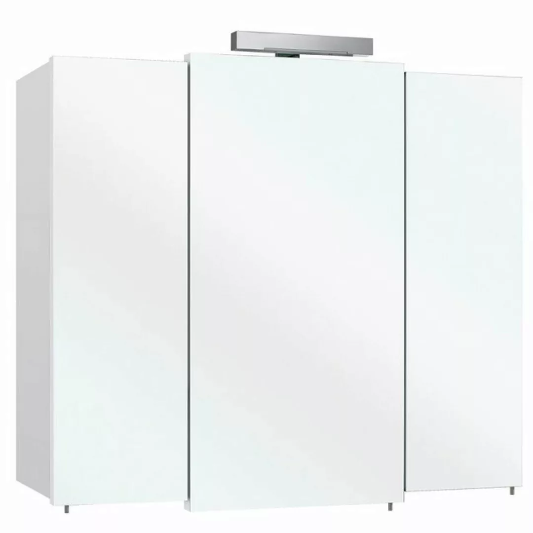 Lomadox Spiegelschrank WARSCHAU-66 Badezimmer Schrank weiß glänzend, LED Be günstig online kaufen