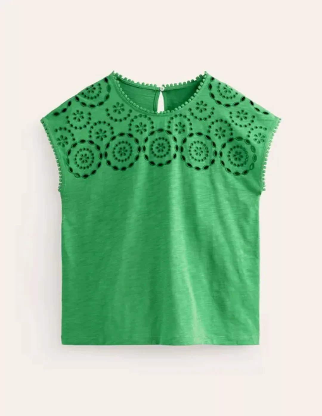 Sasha T-Shirt mit Stickerei Damen Boden, Kelly Grün günstig online kaufen