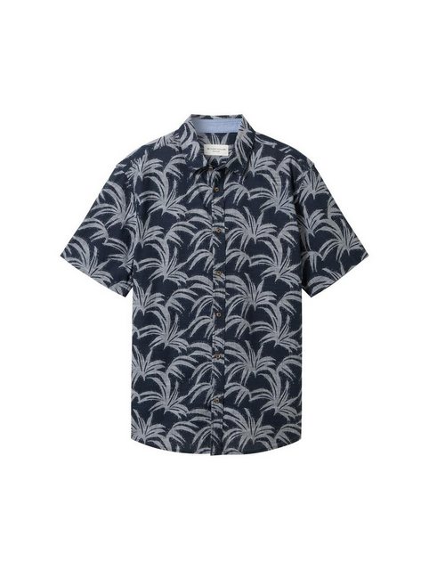 TOM TAILOR T-Shirt printed slubyarn shirt, navy brushed leaf design günstig online kaufen