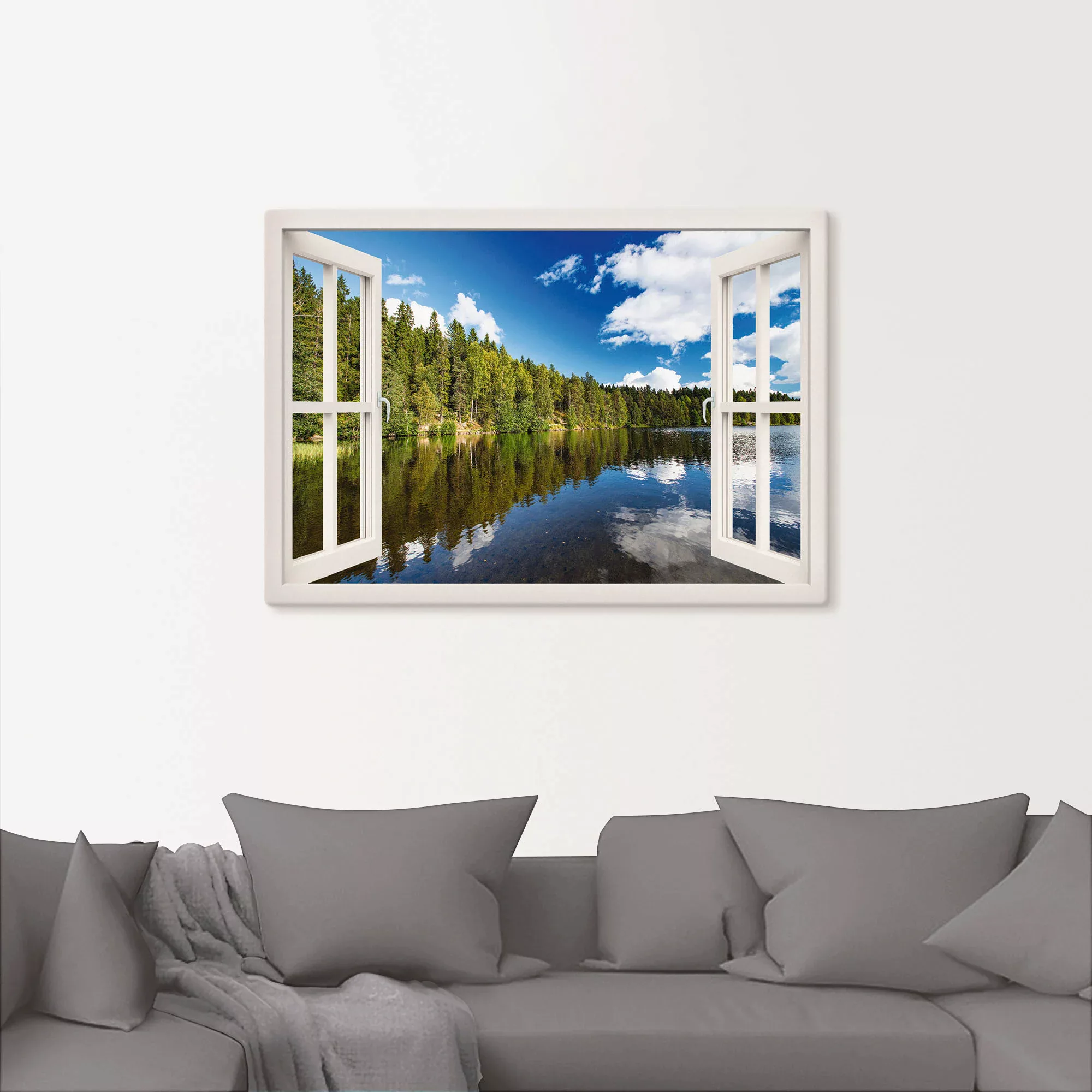 Artland Wandbild "Fensterblick Norwegische Landschaft", Fensterblick, (1 St günstig online kaufen