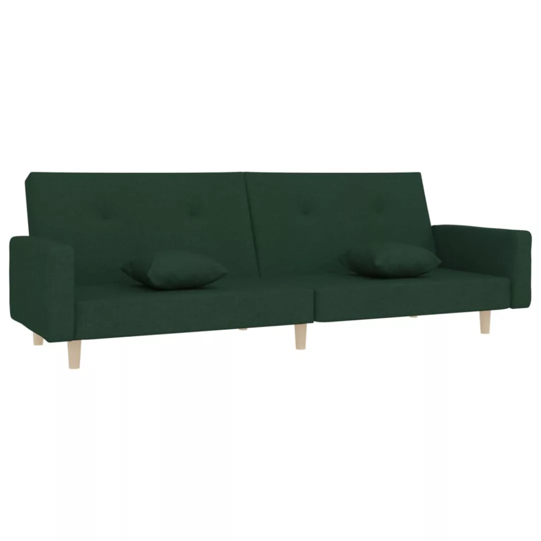 Vidaxl Schlafsofa 2-sitzer Mit 2 Kissen Grün Stoff günstig online kaufen