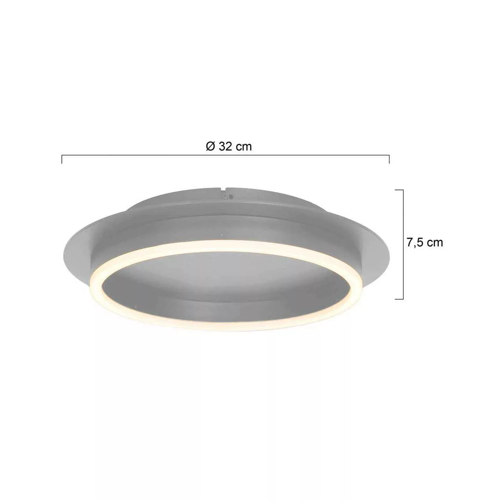 LED-Deckenleuchte Ringlux, stahlfarben, Ø 32 cm, Metall günstig online kaufen