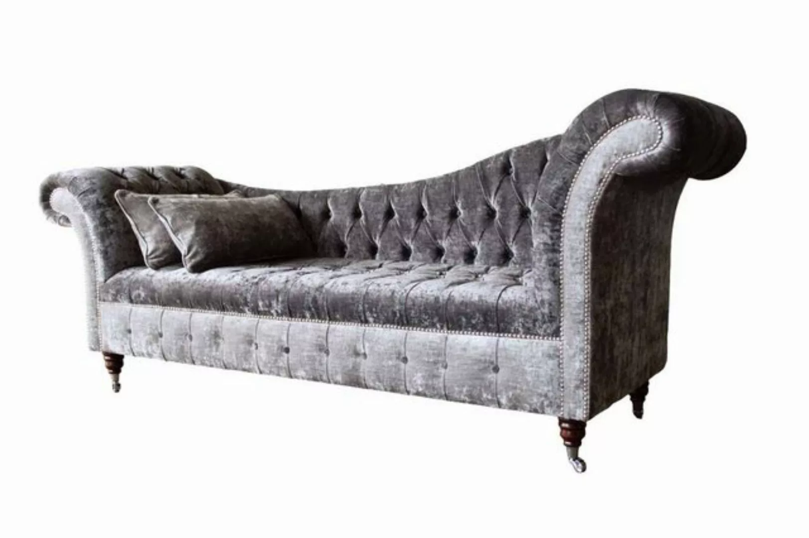 JVmoebel Chesterfield-Sofa HANDGEFERTIGTES SOFA CHAISE LOUNGE IN SILBERGRAU günstig online kaufen