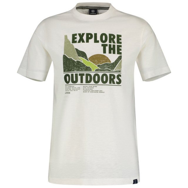 LERROS Rundhalsshirt Lerros XXL T-Shirt offwhite Frontprint EXPLORE günstig online kaufen