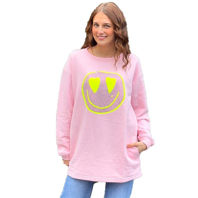 Miss Goodlife Longsweatshirt Miss Goodlife Dress Heartface Strass – dust ro günstig online kaufen