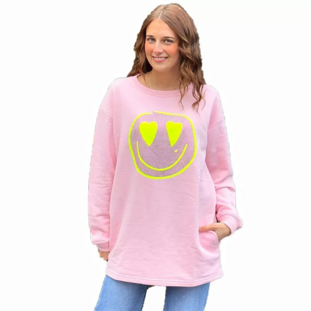 Miss Goodlife Longsweatshirt Miss Goodlife Dress Heartface Strass – dust ro günstig online kaufen