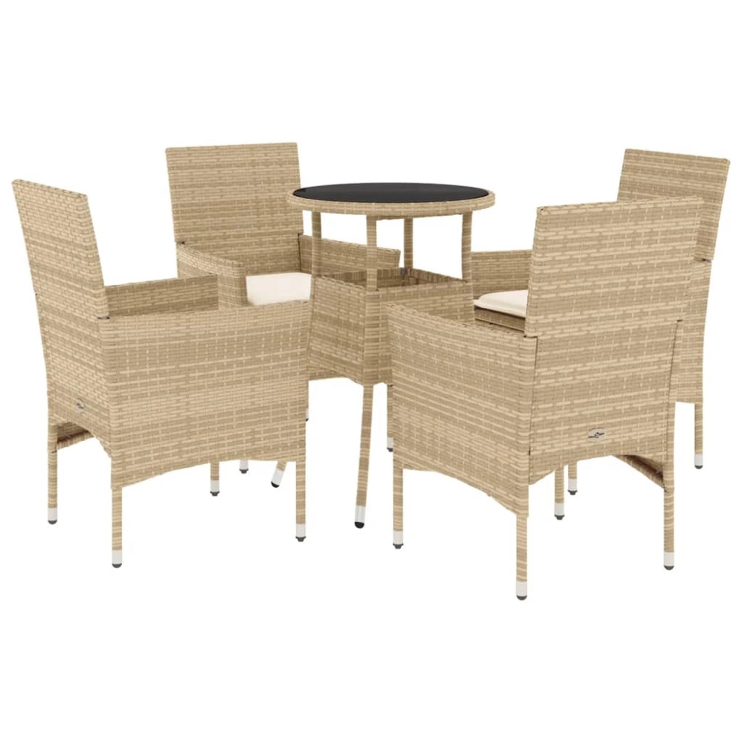 vidaXL 5-Tlg Garten-Essgruppe mit Kissen Beige Poly Rattan und Glas 3278626 günstig online kaufen