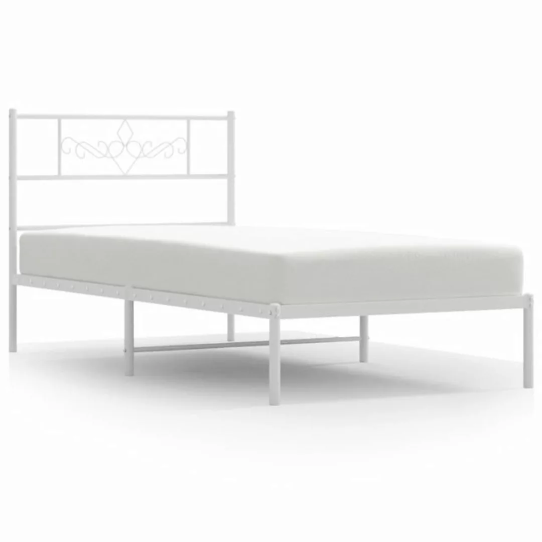 furnicato Bettgestell mit Kopfteil Metall Weiß 107x203 cm (1-tlg) günstig online kaufen