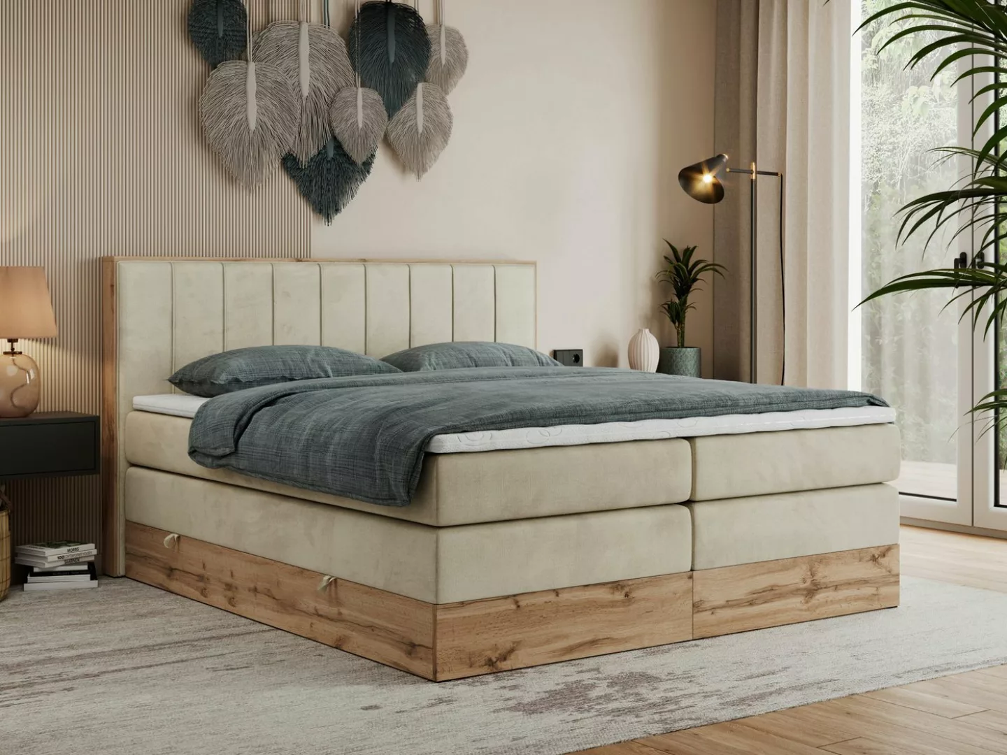 MKS MÖBEL Boxspringbett BELLISSIMO KING (Topper T-25, T30-Schaum, Möbelplat günstig online kaufen