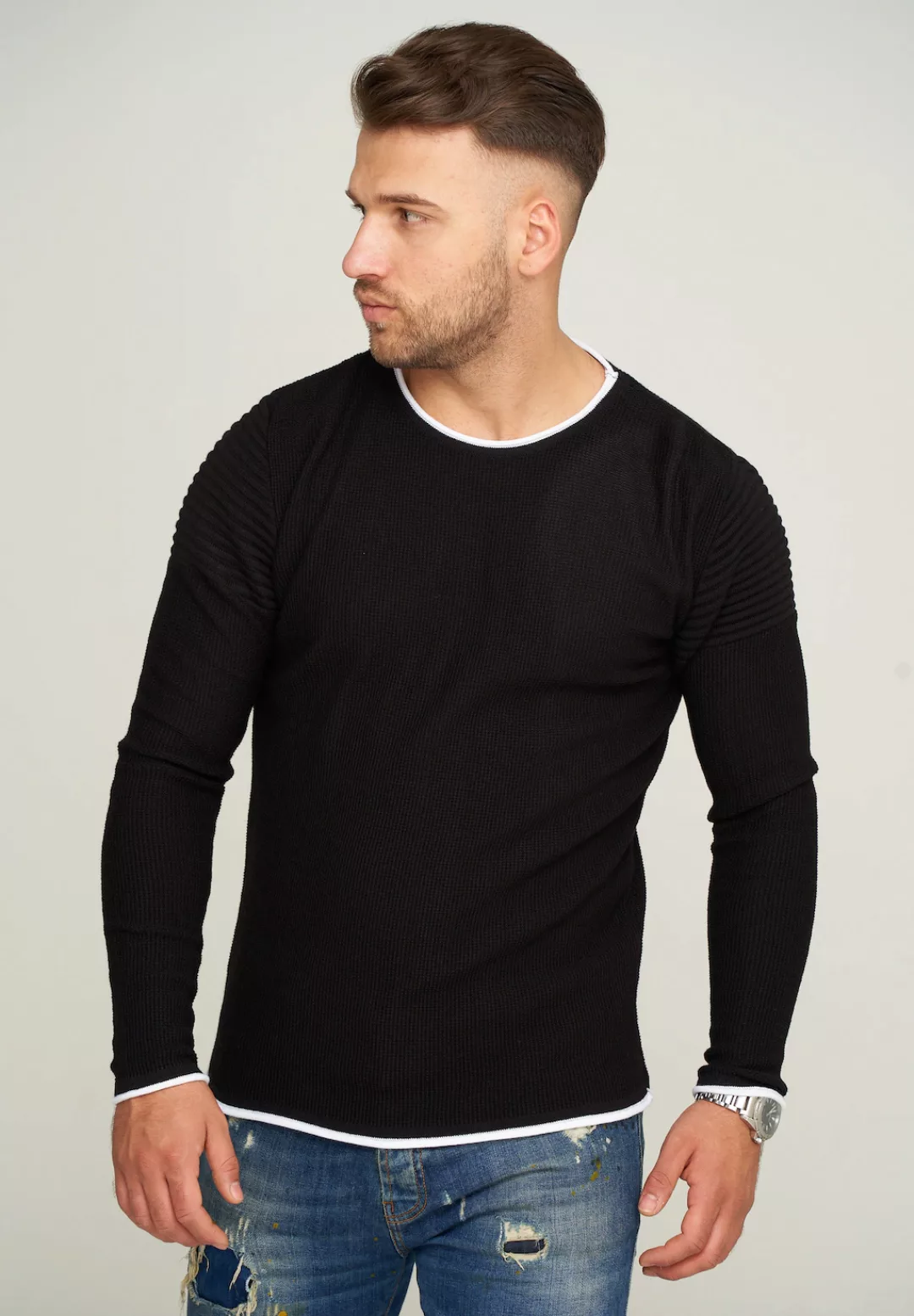 behype Strickpullover "MKLAYER57", in trendiger Layer-Optik günstig online kaufen