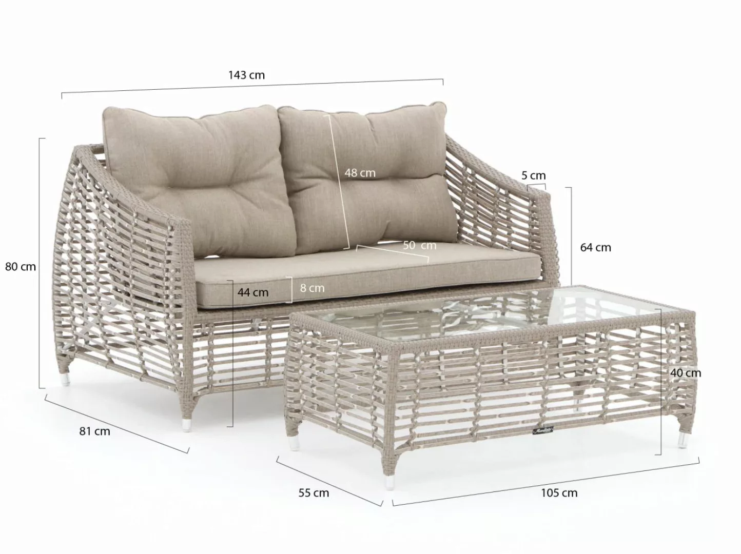 Manifesto Ortello Gartensofa 143 cm inkl. Loungetisch günstig online kaufen