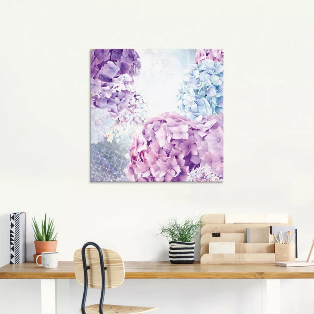 Artland Glasbild »Blau und Pink Hortensie«, Blumen, (1 St.) günstig online kaufen