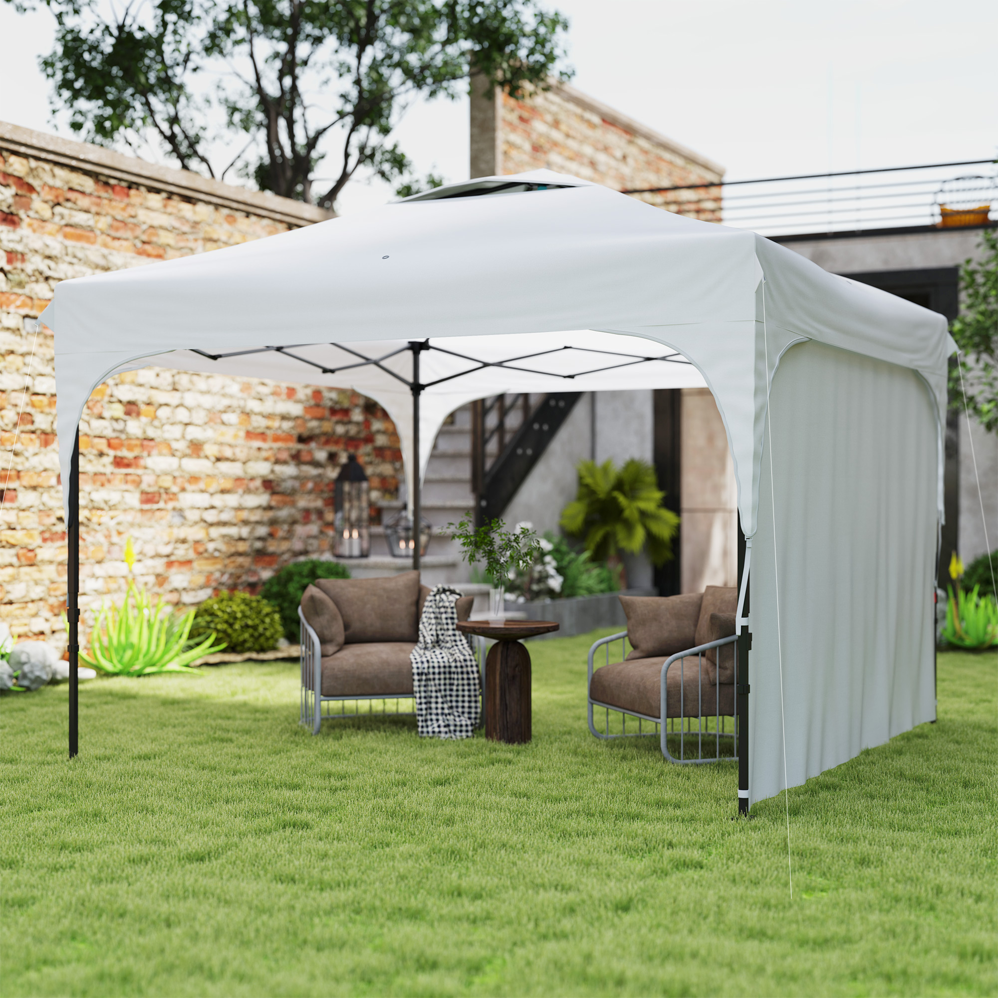 Outsunny Gartenpavillon Pop-Up Faltzelt mit abnehmbarer Seitenwand + Transp günstig online kaufen