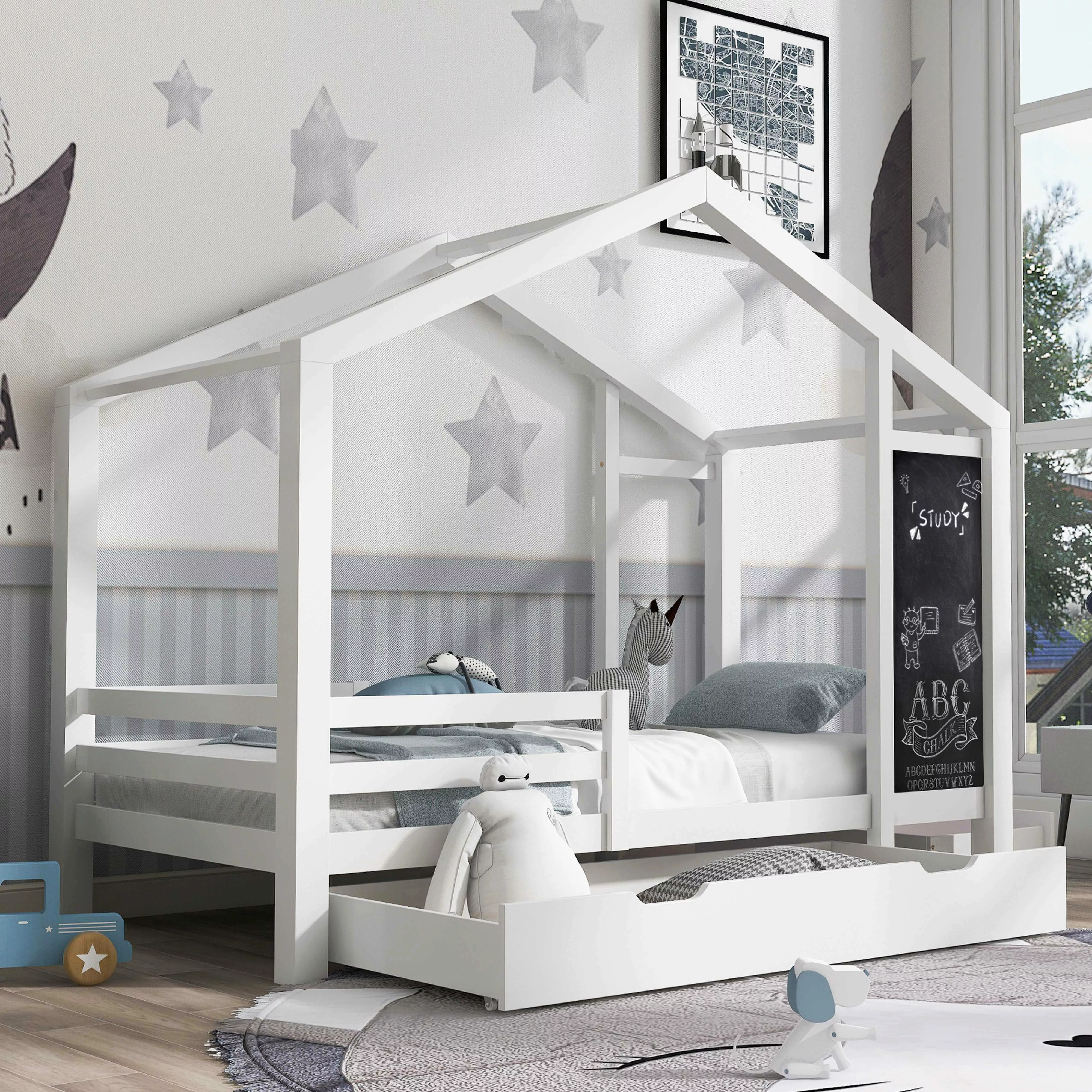 BlingBin Kinderbett Hausbett Hochbett mit Schubladen günstig online kaufen