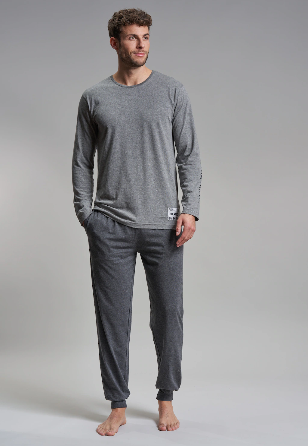 TOM TAILOR Pyjama, mit Print, Langarm, Rundhalsausschnitt, lange Hose, atmu günstig online kaufen