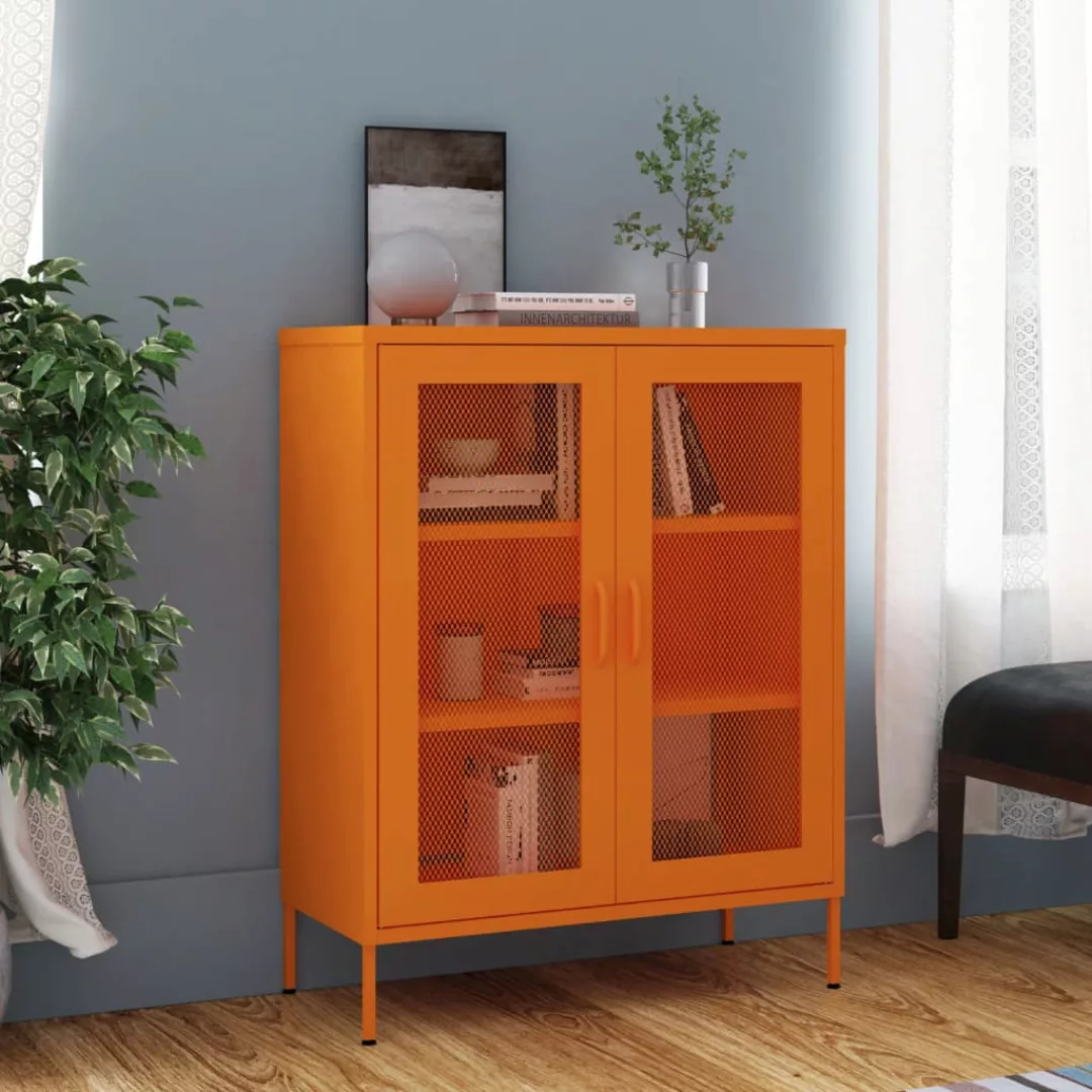 vidaXL Vitrine Lagerschrank Orange 80x35x101,5 cm Stahl günstig online kaufen