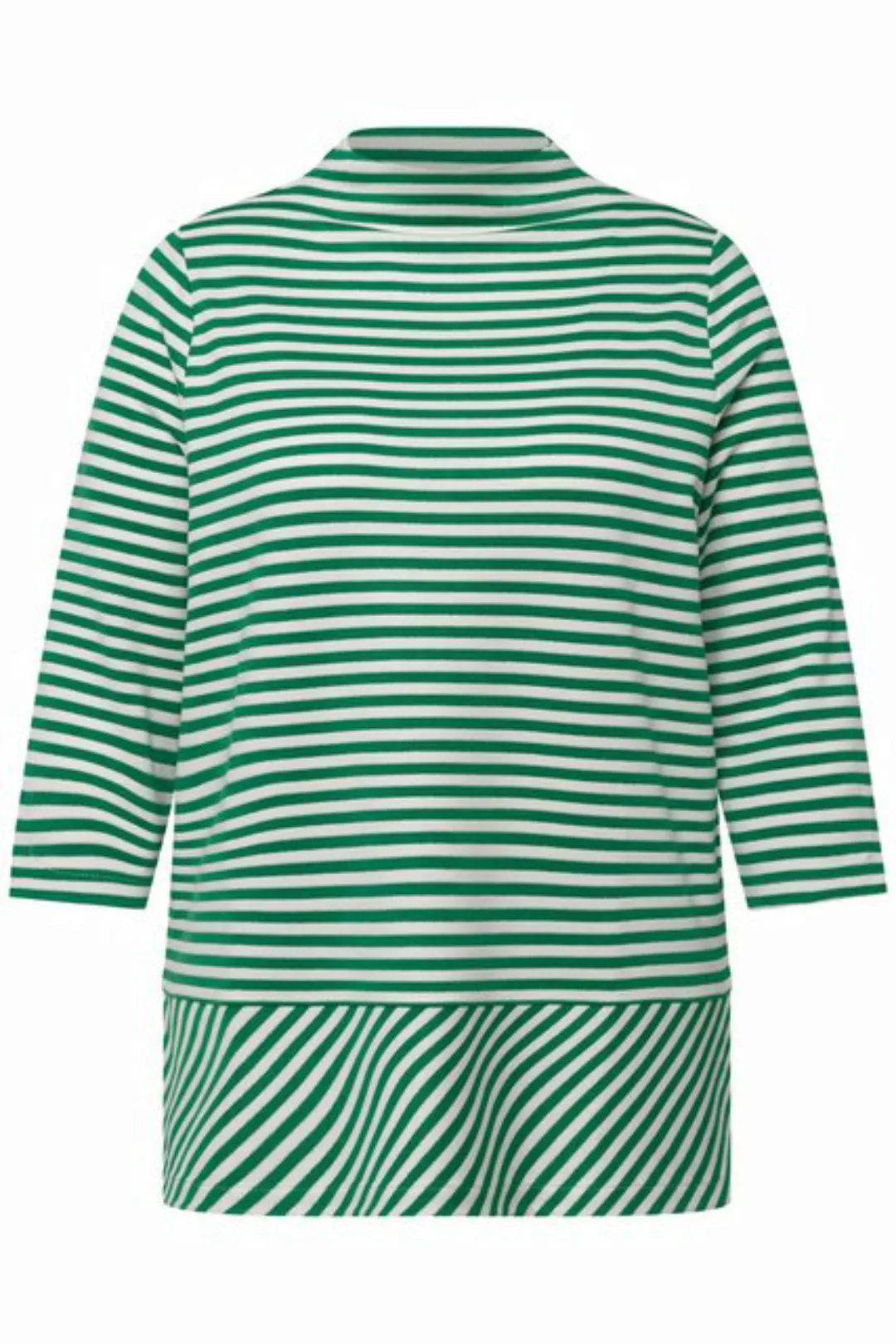 Ulla Popken Rundhalsshirt Shirt Streifen Metallic-Effekt Stehkragen 3/4-Arm günstig online kaufen