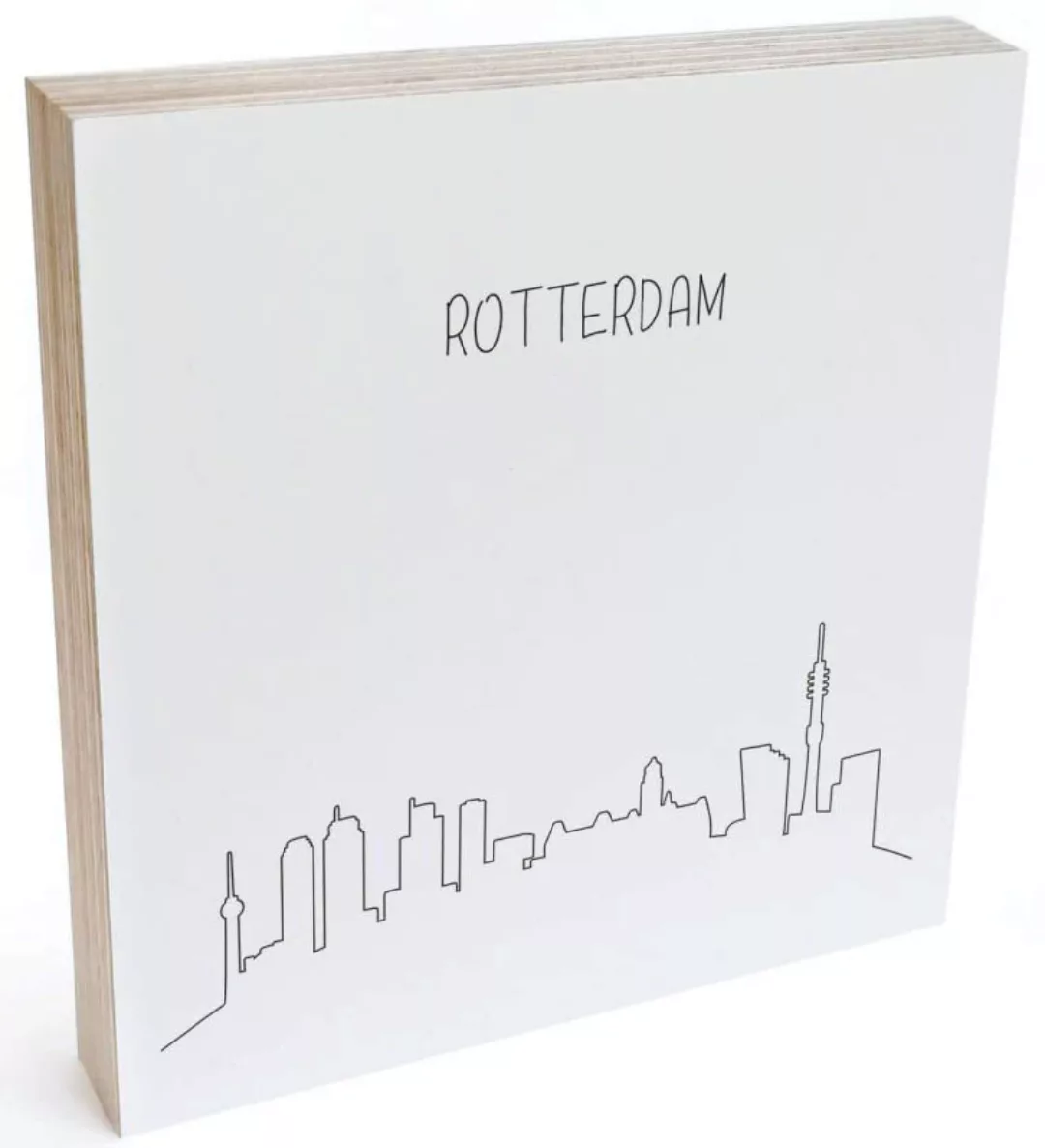 Wall-Art Holzbild "Tischdeko Skyline Rotterdam", (1 St.), Vintage Wohnzimme günstig online kaufen