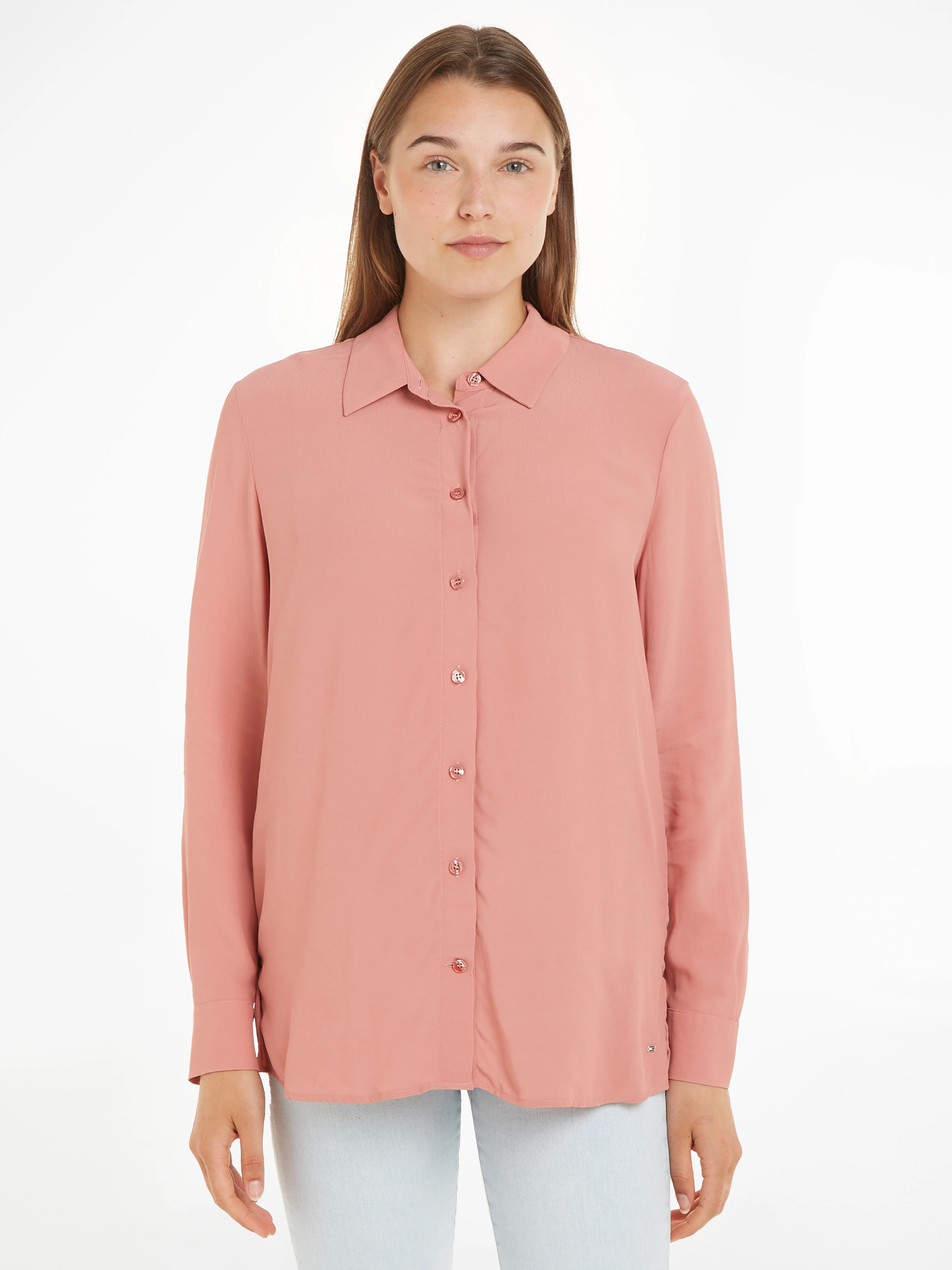 Tommy Hilfiger Hemdbluse "FLUID VIS CREPE REGULAR SHIRT LS", mit Seitenschl günstig online kaufen