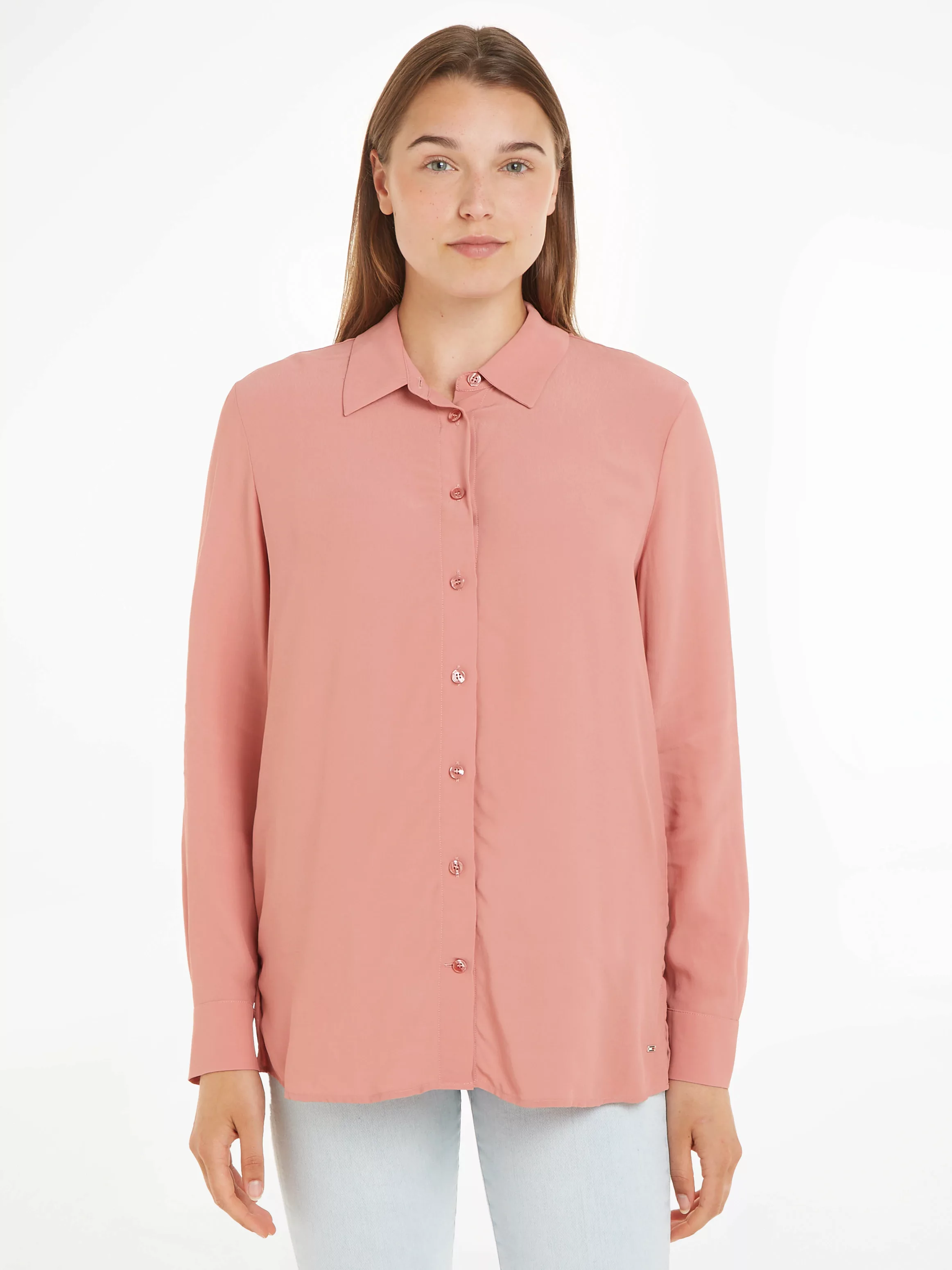 Tommy Hilfiger Hemdbluse FLUID VIS CREPE REGULAR SHIRT LS mit Seitenschlitz günstig online kaufen