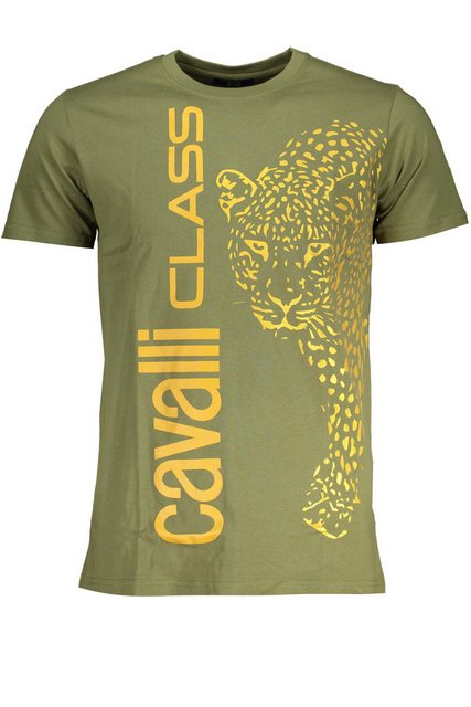 Cavalli Class T-Shirt Grünes Herren T-Shirt mit Rundhals und Logo-Druck günstig online kaufen