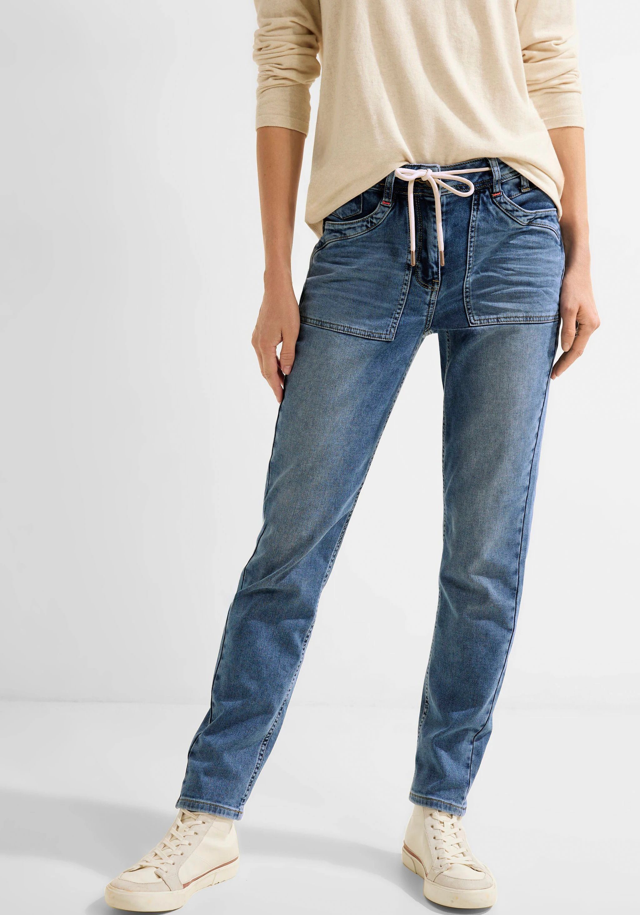 Cecil 5-Pocket-Jeans mit Leder-Badge am Bund günstig online kaufen