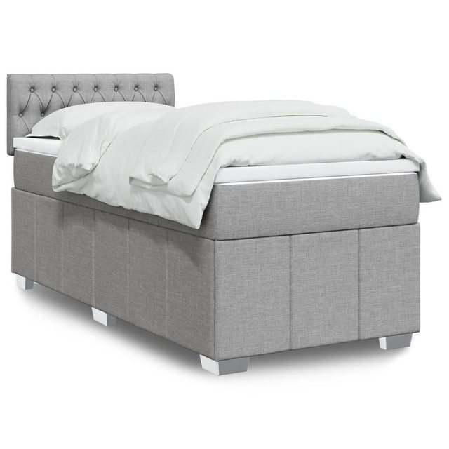 vidaXL Boxspringbett, Boxspringbett mit Matratze Hellgrau 100x200 cm Stoff günstig online kaufen