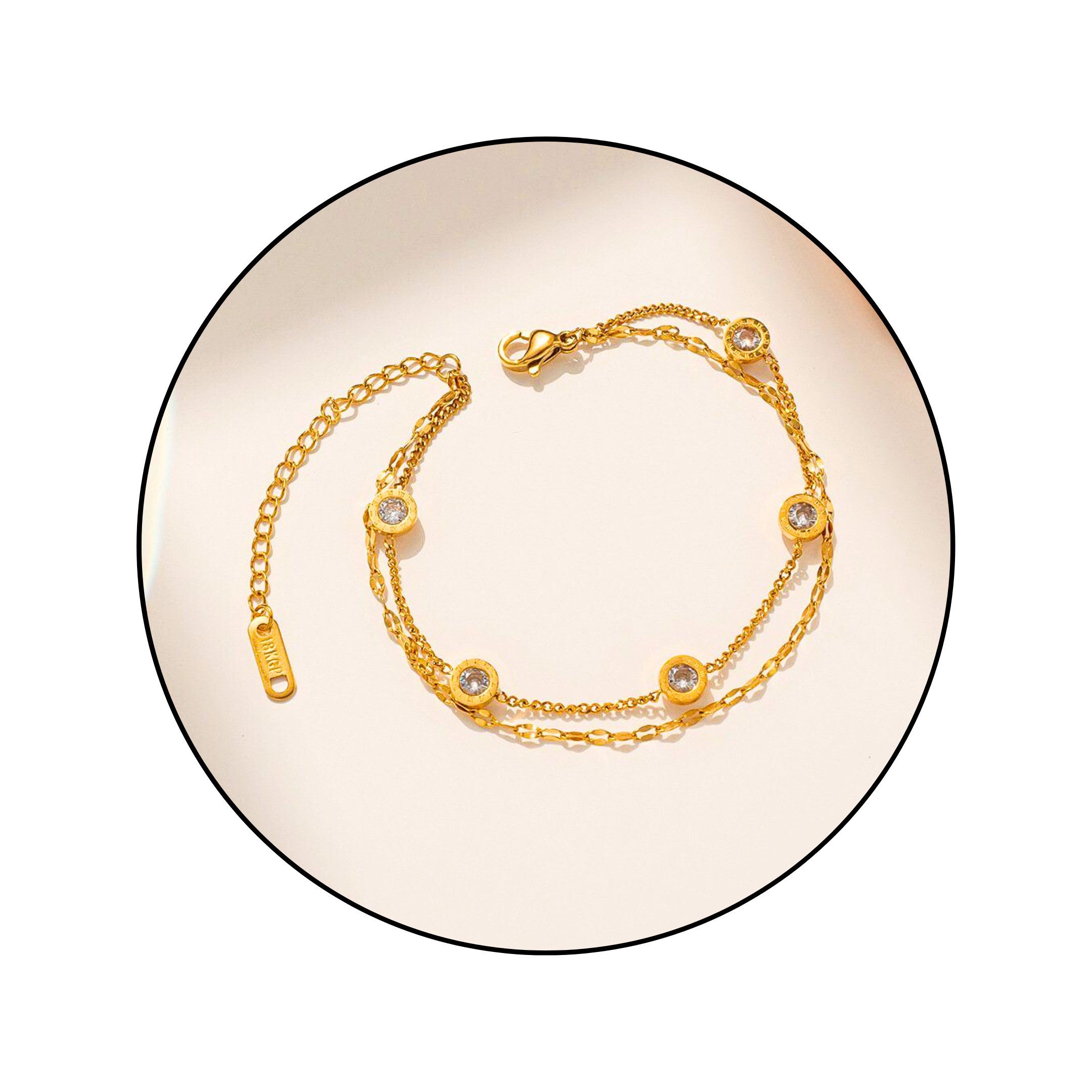 GOLDKLEIN Edelstahlarmband Zirkonia Steine Doppelreihig Edelstahl günstig online kaufen