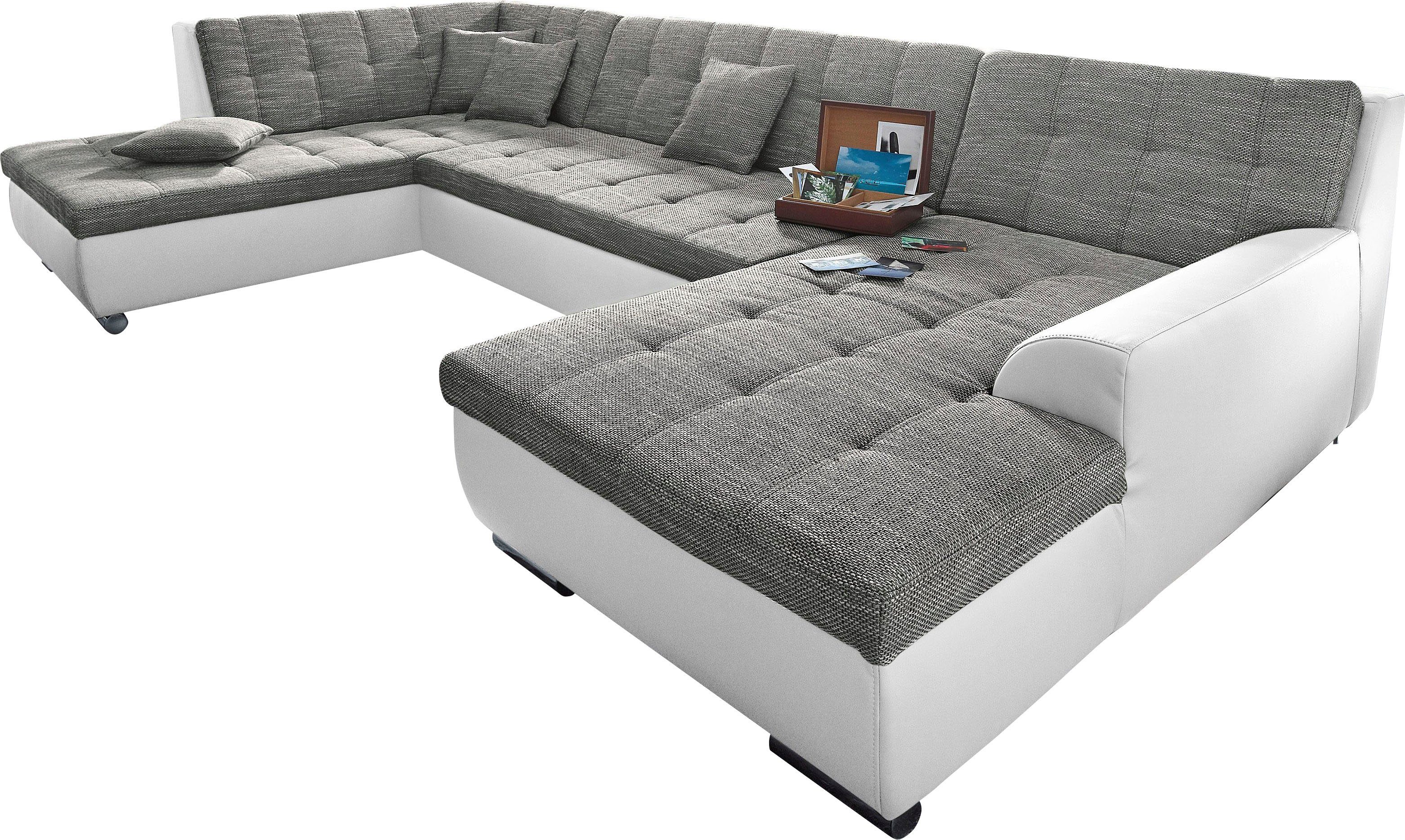 DOMO collection Wohnlandschaft "Treviso incl. Zierkissen, moderne Steppung, günstig online kaufen