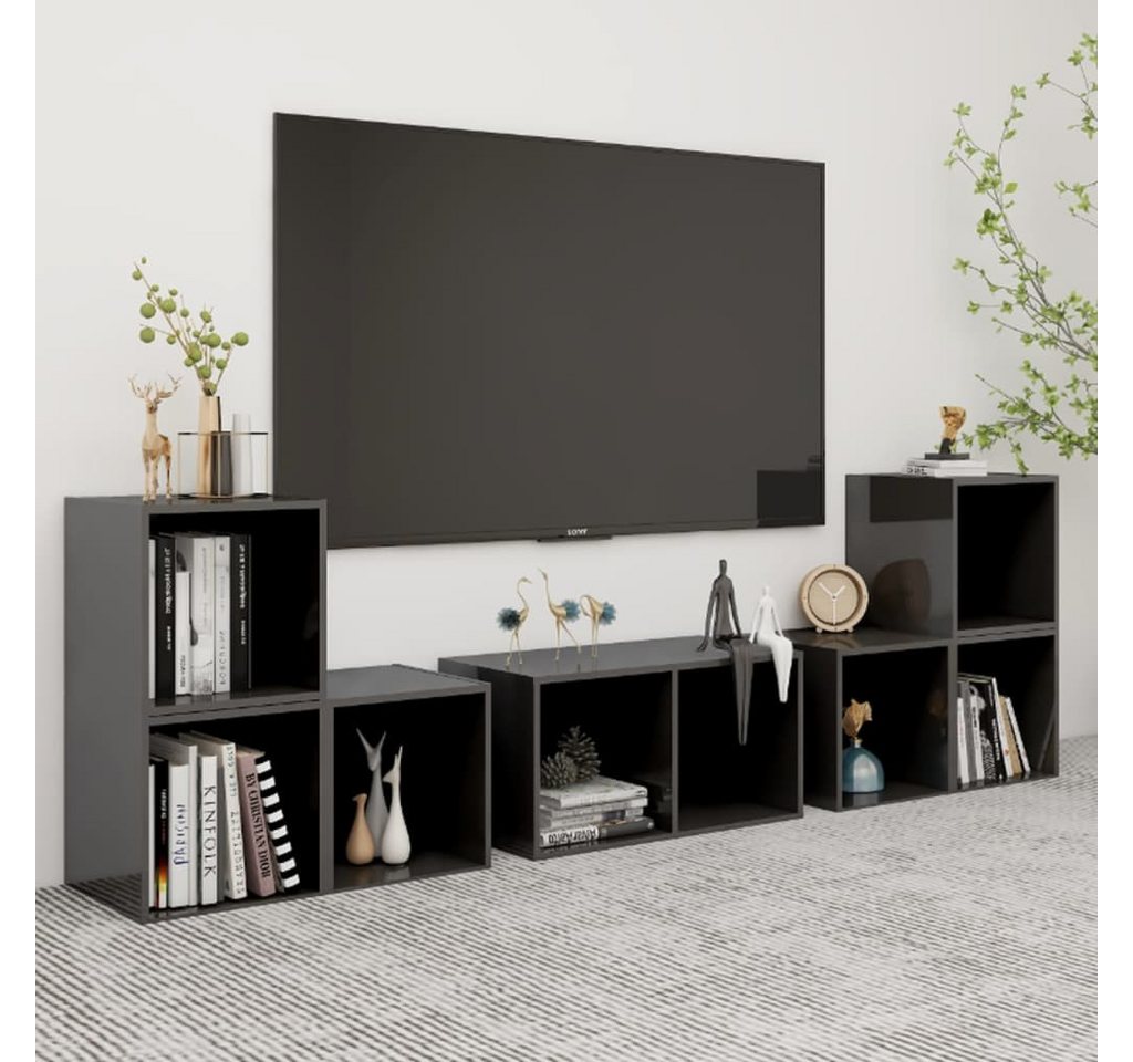 vidaXL TV-Schrank 6-tlg TV-Schrank-Set Hochglanz-Grau Spanplatte günstig online kaufen