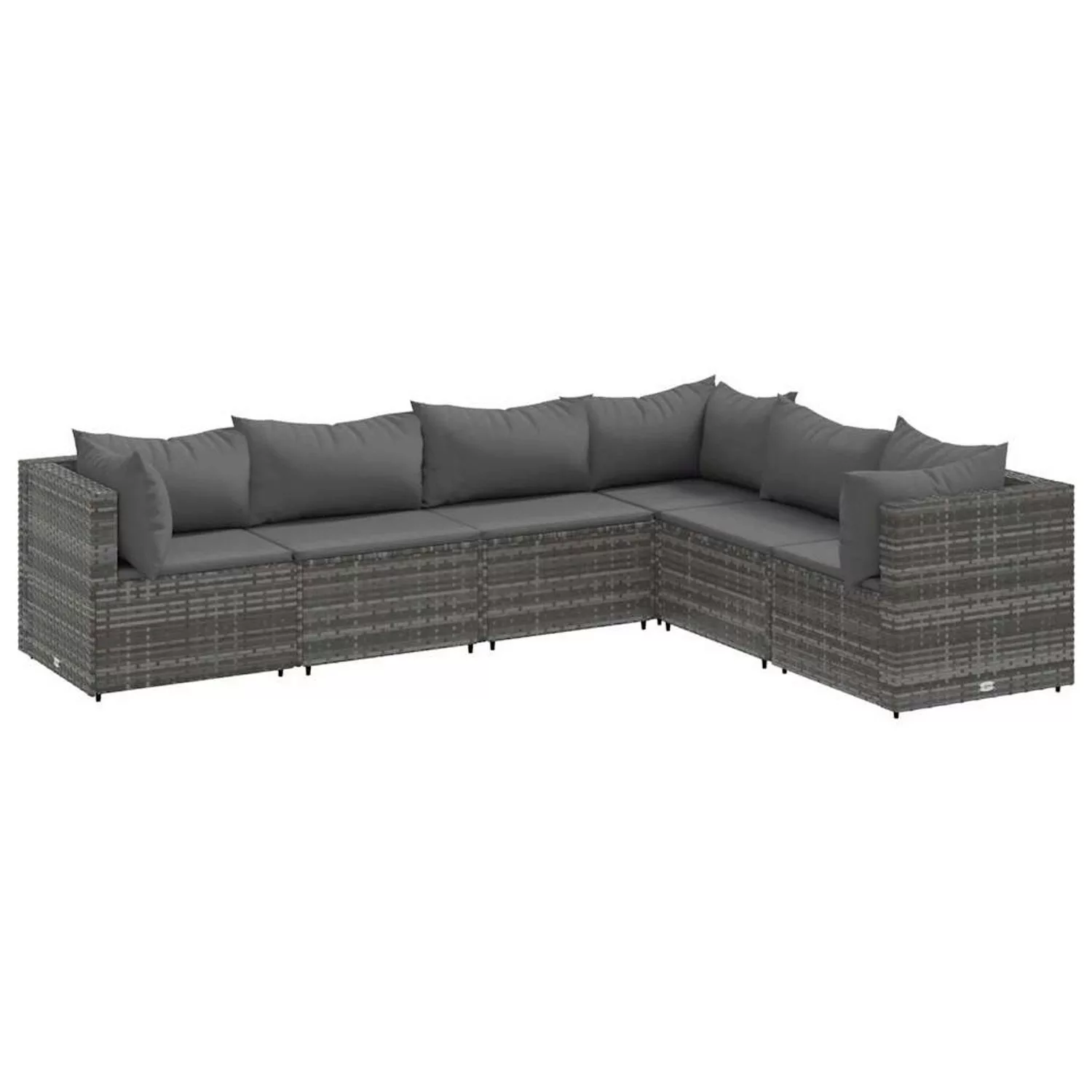 vidaXL 6-tlg Garten-Lounge-Set mit Kissen Grau Poly Rattan Modell 79 günstig online kaufen