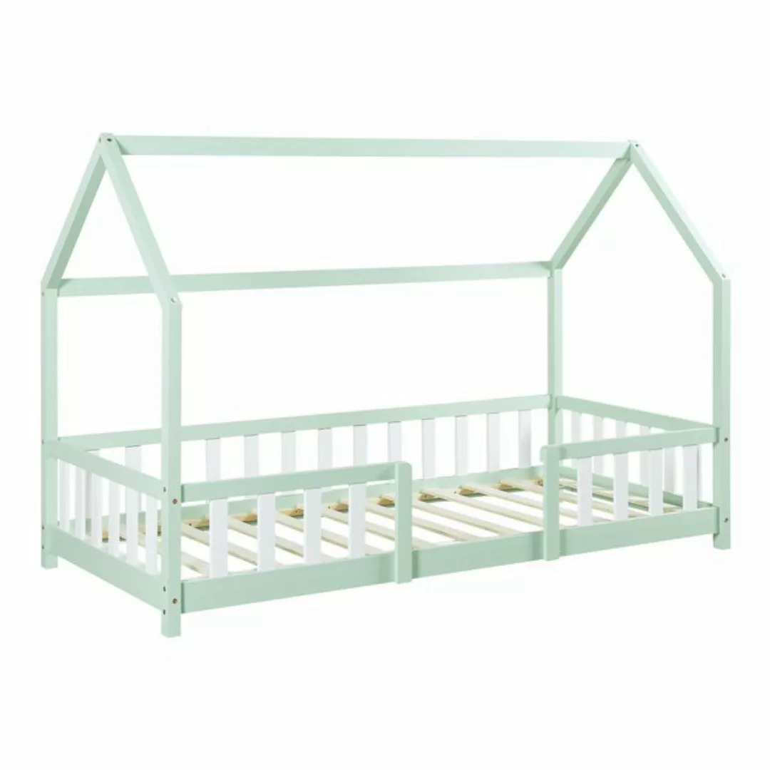 en.casa Kinderbett, »Sisimiut« Hausbett mit Matratze 90 x 200 cm Mint / Wei günstig online kaufen