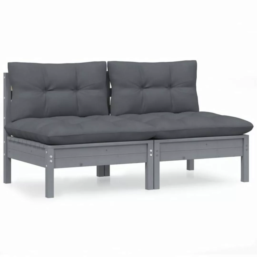 vidaXL Sofa, 2-Sitzer-Gartensofa mit Anthrazit Kissen Massivholz Kiefer günstig online kaufen