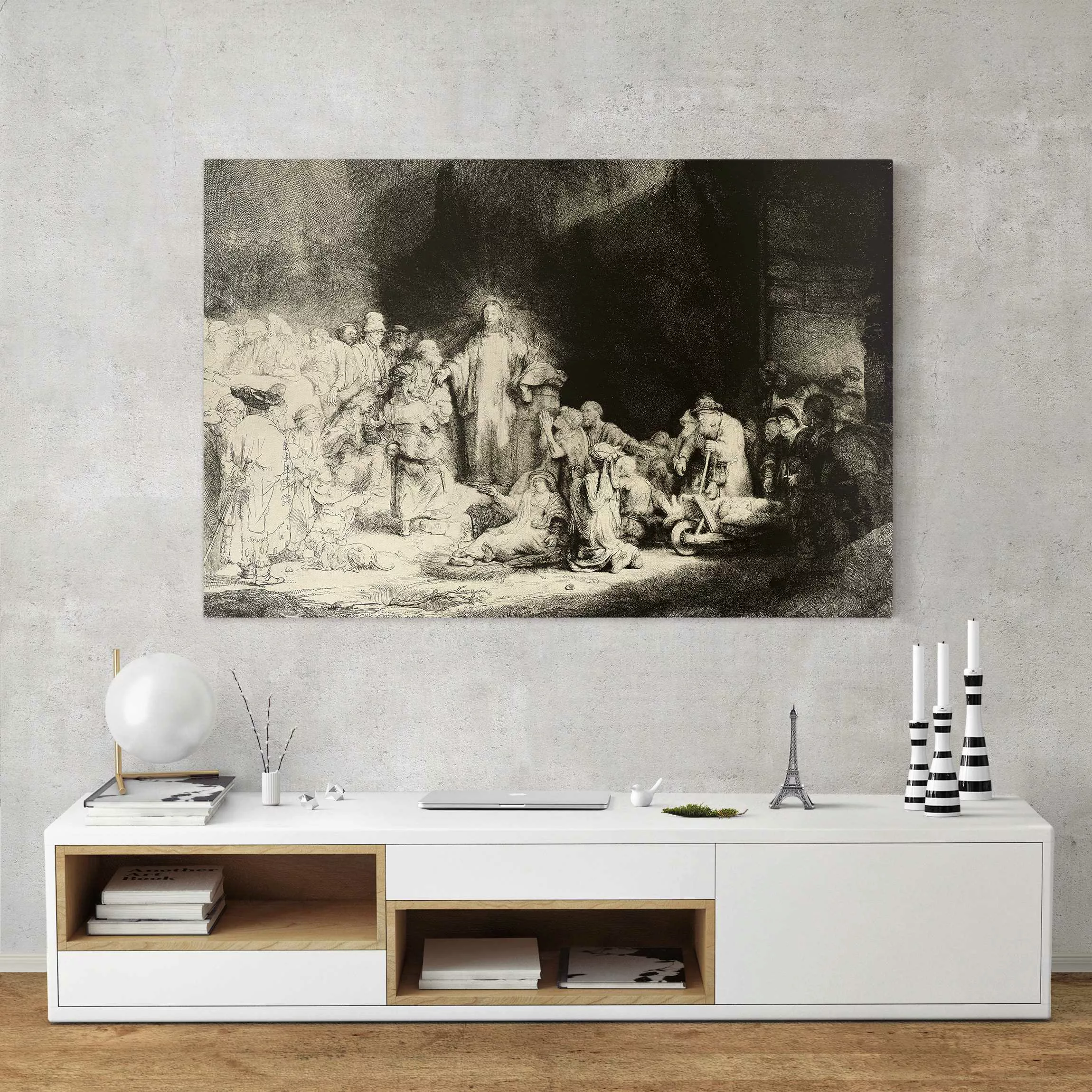 Leinwandbild Kunstdruck - Querformat Rembrandt van Rijn - Christus heilt di günstig online kaufen