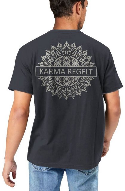 MAKAYA T-Shirt mit Rücken Druck Herren Lustig Spruch Karma Regelt Esoterik günstig online kaufen