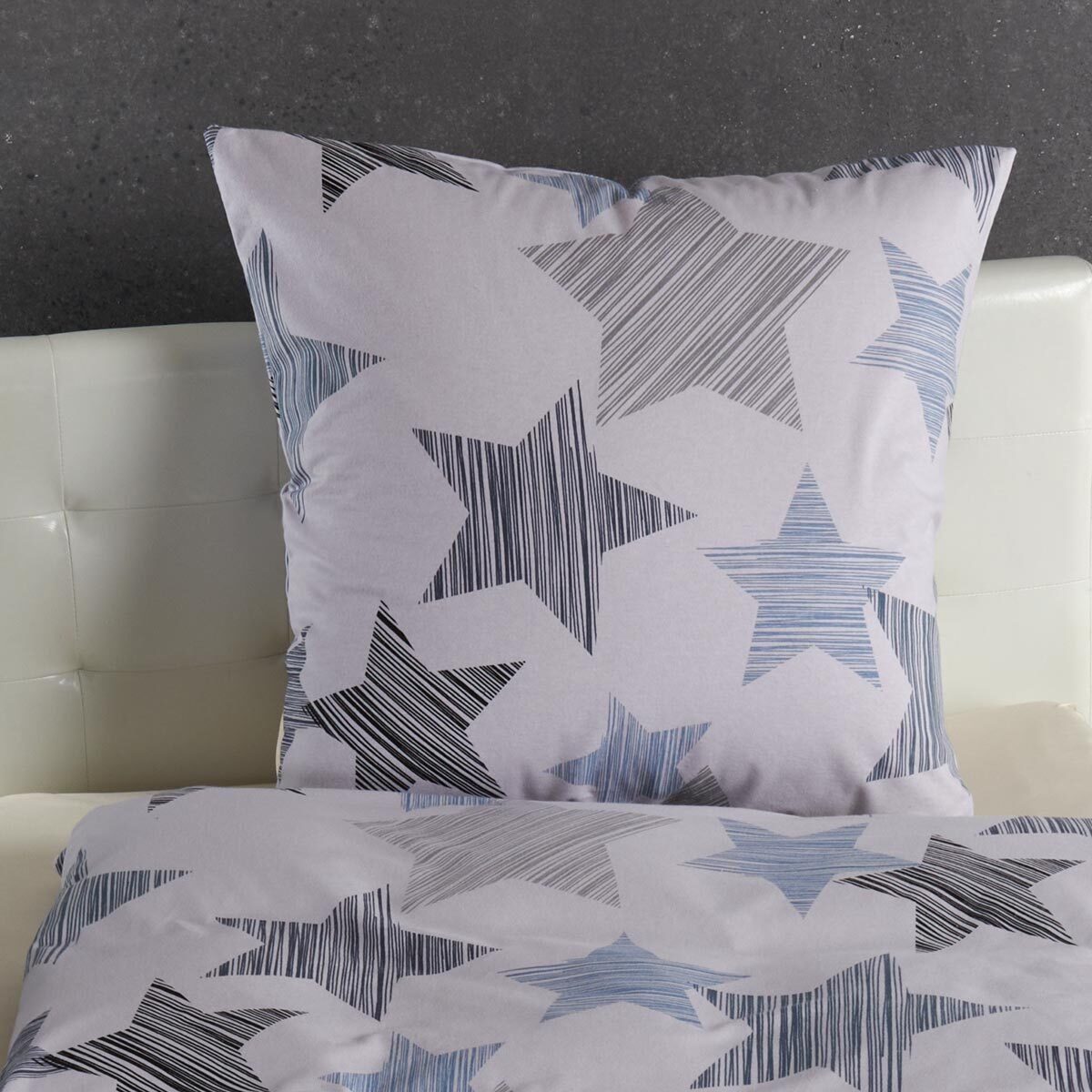 TRAUMSCHLAF Bettwäsche Sterne blau, Biber, 2 günstig online kaufen