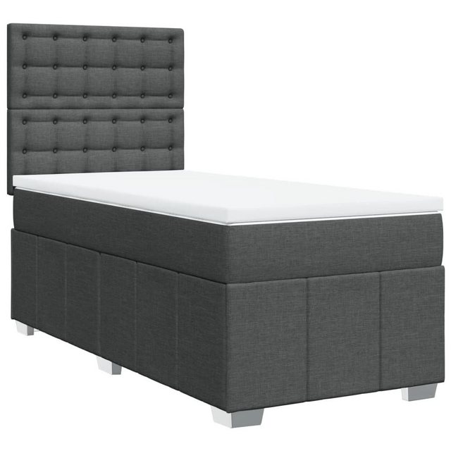 vidaXL Boxspringbett, Boxspringbett mit Matratze Dunkelgrau 100x200 cm Stof günstig online kaufen