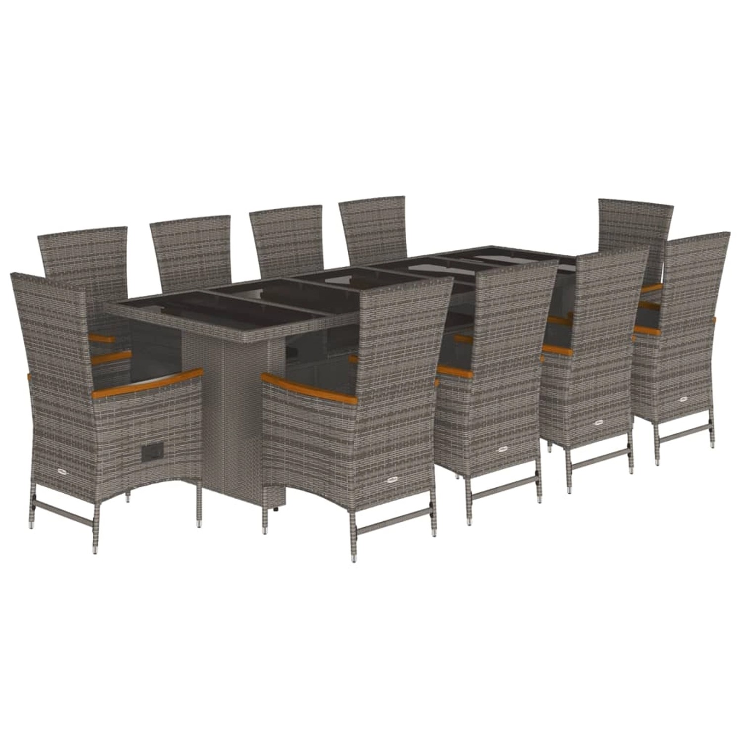 vidaXL 11-Tlg Garten-Essgruppe mit Kissen Grau Poly Rattan 3277556 günstig online kaufen