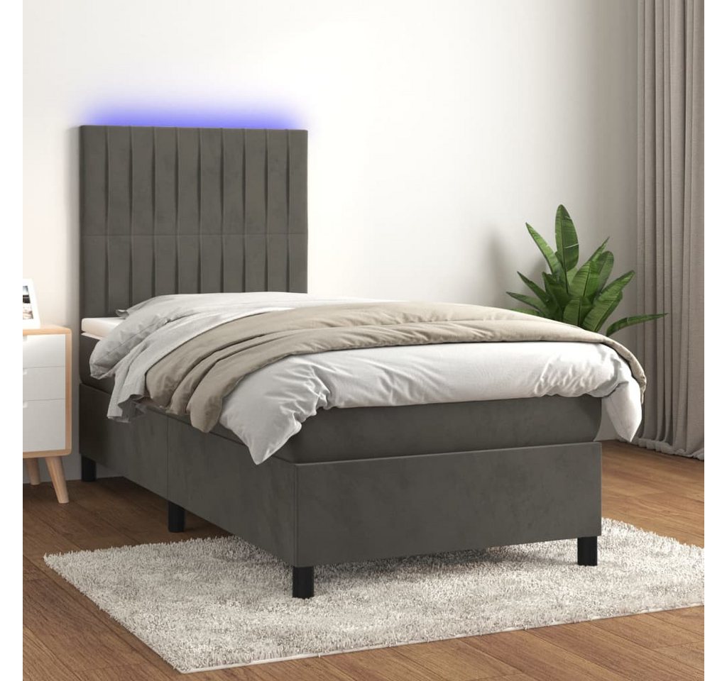 vidaXL Boxspringbett Boxspringbett mit Matratze LED Dunkelgrau 90x190 cm Sa günstig online kaufen