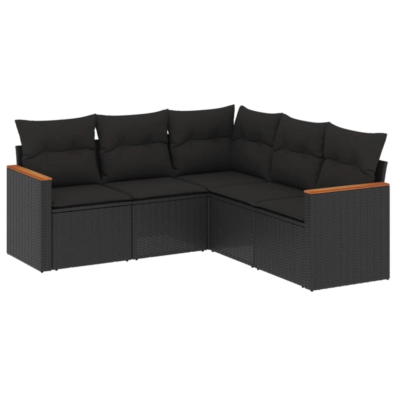 vidaXL 5-tlg Garten-Sofagarnitur mit Kissen Schwarz Poly Rattan Modell 130 günstig online kaufen