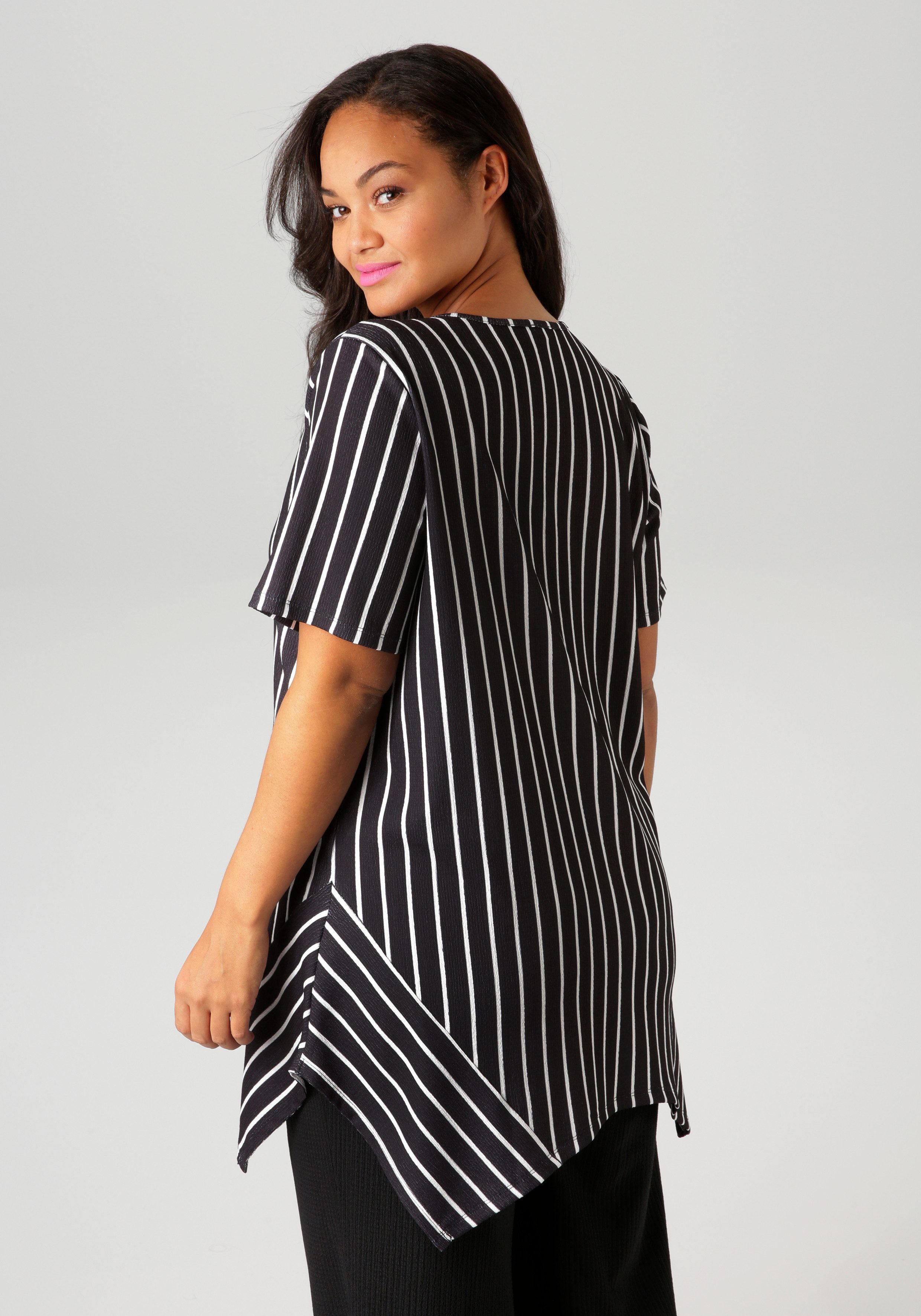 Aniston PLUS Blusenshirt, mit dezenter Streifenlook Struktur günstig online kaufen