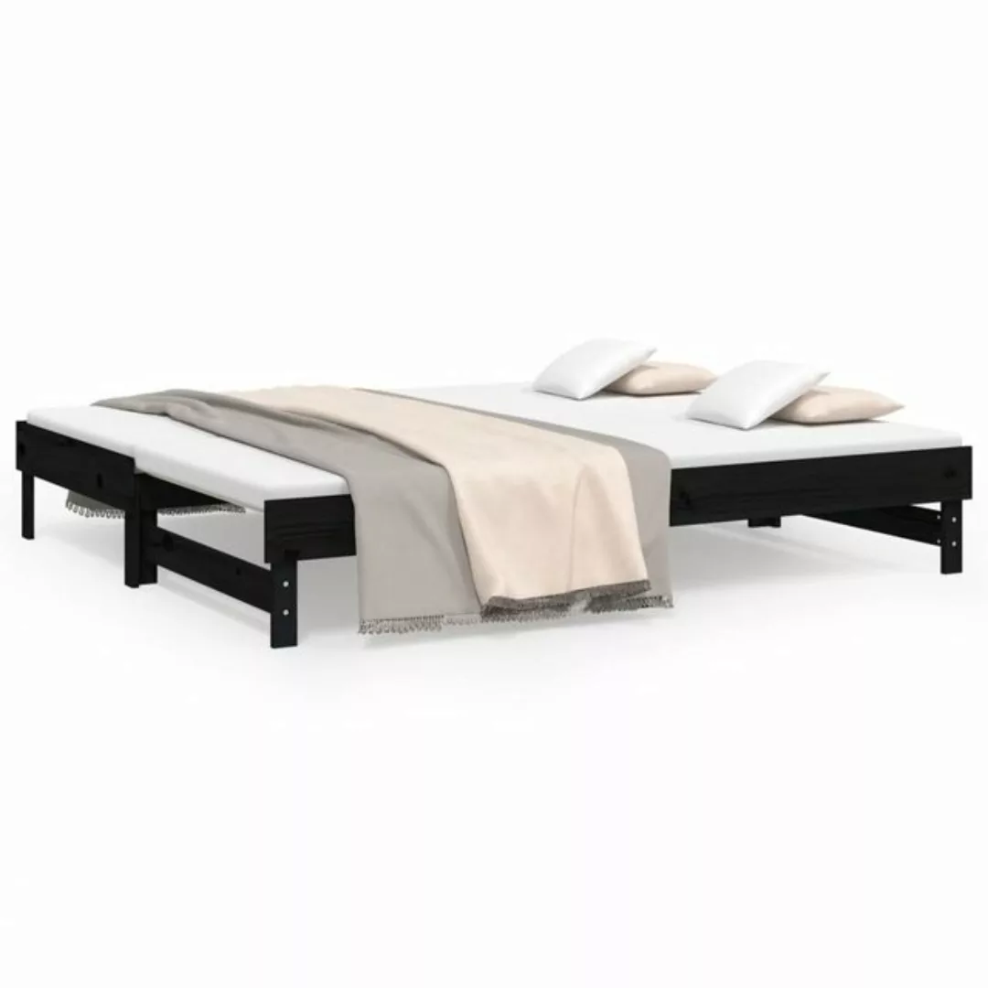 vidaXL Gästebett Gästebett Tagesbett Ausziehbar Schwarz 2x100x200 cm Massiv günstig online kaufen