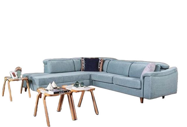 Xlmoebel Ecksofa Blaues L-förmiges Sofa Polster Designer aus Holz fürs Wohn günstig online kaufen