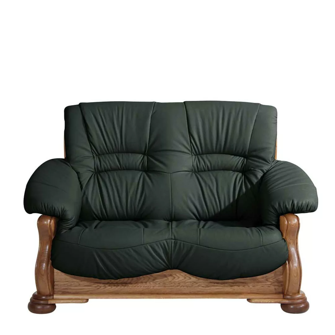 Made in Germany Zweier Sofa in Dunkelgrün Eiche rustikal günstig online kaufen