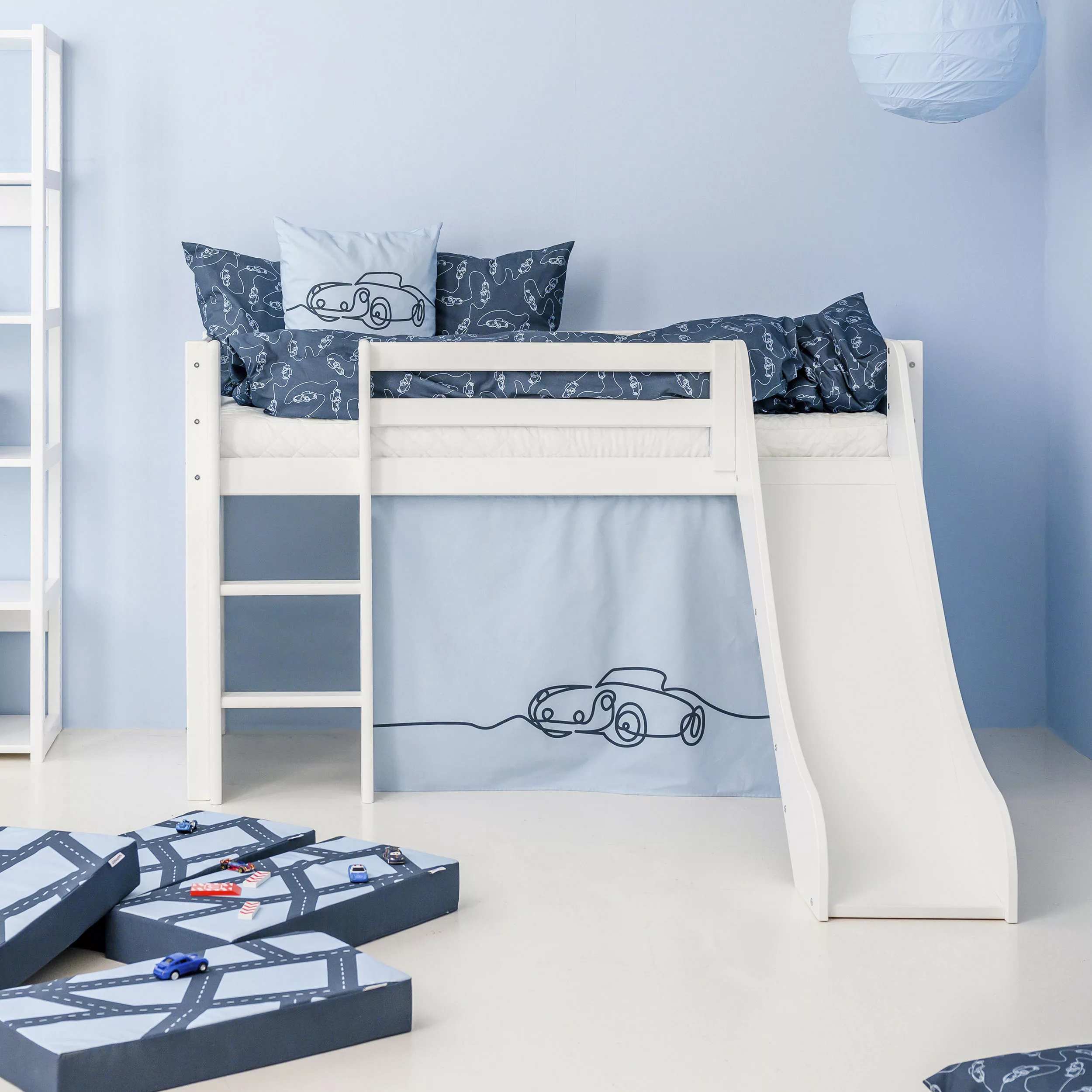 Hoppekids Hochbett ""Cars"", Rutsche & Vorhang Blau und viel Auswahl günstig online kaufen